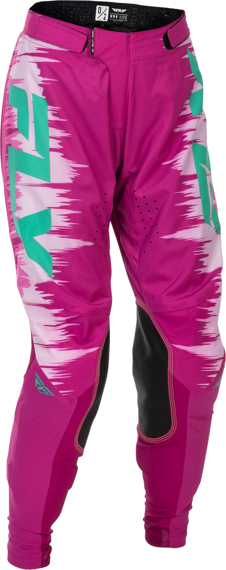 Fly Racing Women's Lite Pants Pink/Turquoise Size 11/12 – Lightweight Athletic Motorcycle Pants with Mesh Liner and Adjustable Fit