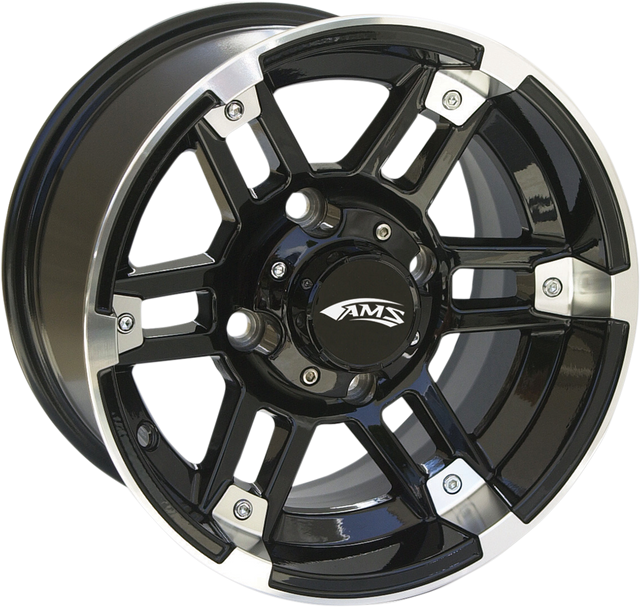 AMS Roll'n 104 Wheel - Machined Black Finish for 12x7 inch Vehicles with 4/110 Bolt Pattern