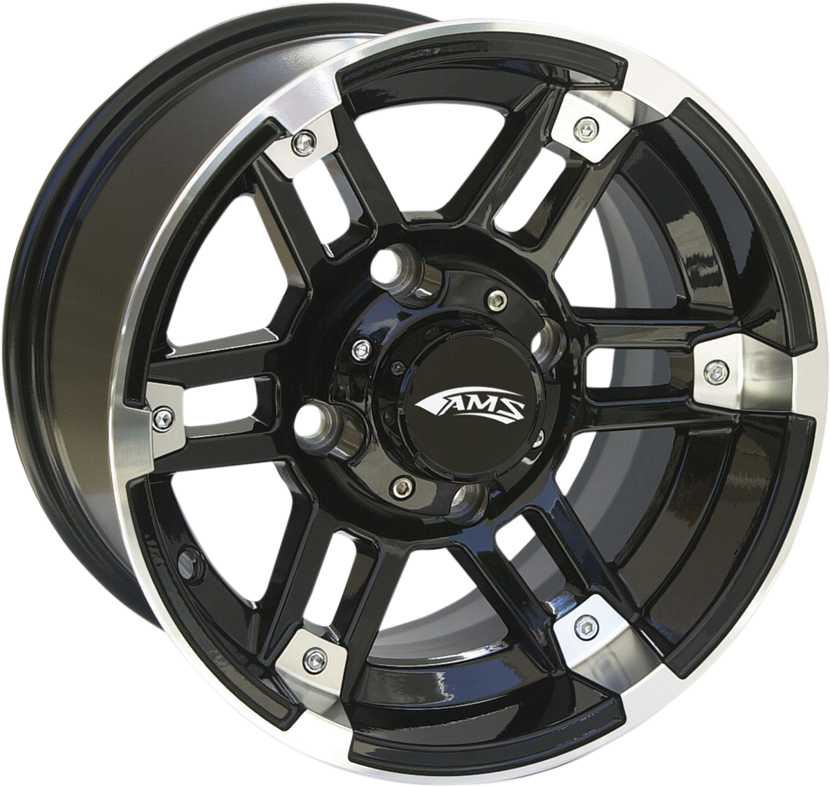 AMS Roll'n 104 Machined Black Wheel - 12x7 with 4/156 Bolt Pattern for Front and Rear Fitment