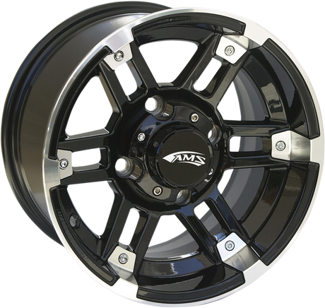 AMS Roll'n 104 Machined Black Wheel - 12x7 with 4/156 Bolt Pattern for Front and Rear Fitment