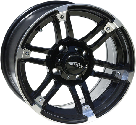 AMS Roll'n 104 Rear Wheel - Machined Black Finish for 2015-2023 Ford F-150 and Chevy Silverado 1500, 14x7 Inch