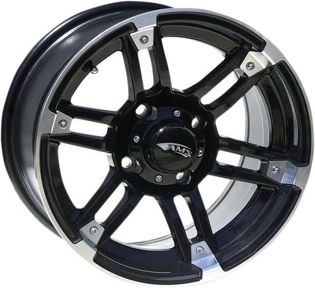 AMS Roll'n 104 Rear Wheel - Machined Black Finish for 2015-2023 Ford F-150 and Chevy Silverado 1500, 14x7 Inch