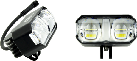 CYRON ABS1LWY-2 Auxiliary Driving Lights Kit - 3 Inch Round LED Flood Lights with White/Amber Color for V-Twin Motorcycles and Off-Road Vehicles