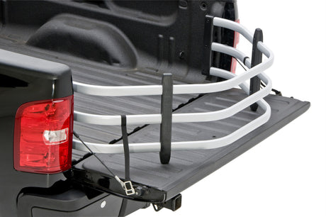 AMP Research BedXtender HD Sport for Chevrolet Silverado and GMC Sierra 1500-3500, V-Shape Design, Silver (Part #74831-00A)