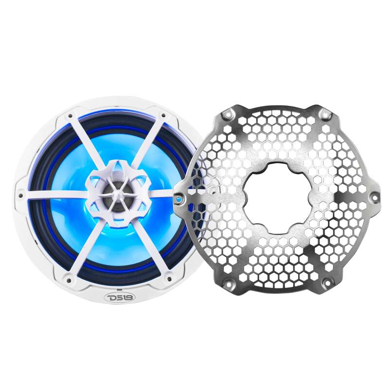 DS18 NXL-M Series 8-Inch Marine and Powersports Speaker with RGB LED Lights – White Finish