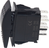 OPEN TRAIL Lighted Rocker 3-Position Switch with Blue Illumination - 12-24 Volt Compatibility