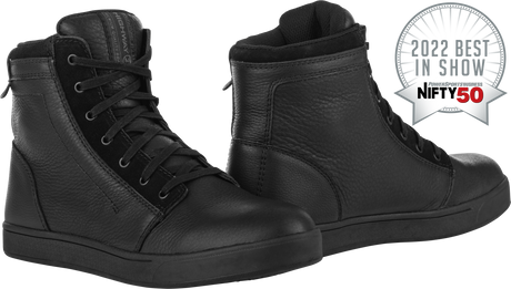 Highway 21 Axle Leather Waterproof Shoes Black Size 6 - Durable Motorcycle Footwear with Impact Protection for Harley Davidson, Honda, Yamaha, Suzuki, Kawasaki