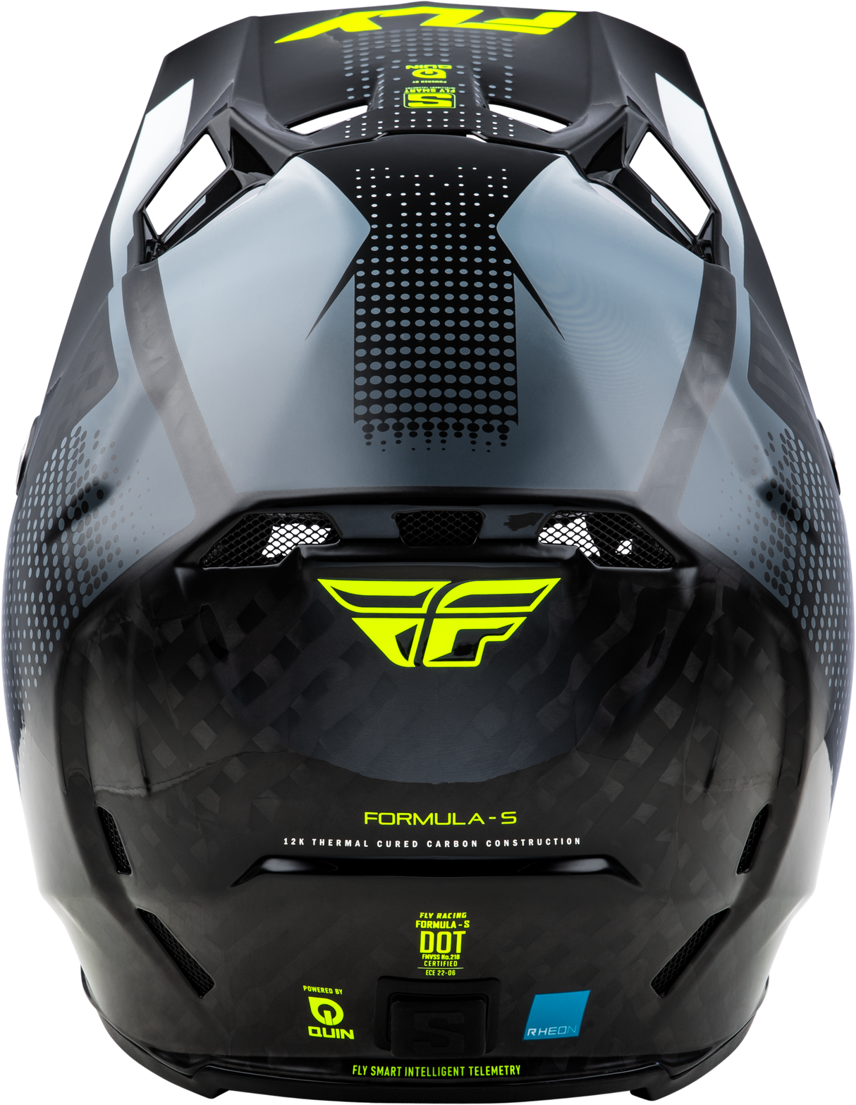 Fly Racing Formula S Carbon Protocol Helmet for Motocross and Off-Road Vehicles - Black, Grey, Hi Vis - Medium Fitment