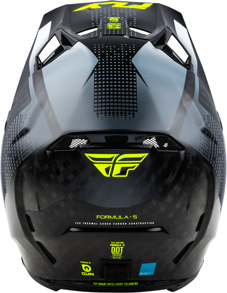 Fly Racing Formula S Carbon Protocol Helmet for Youth - Black, Grey, Hi Vis - Size XS - Includes Crash Detection & Bluetooth Connectivity