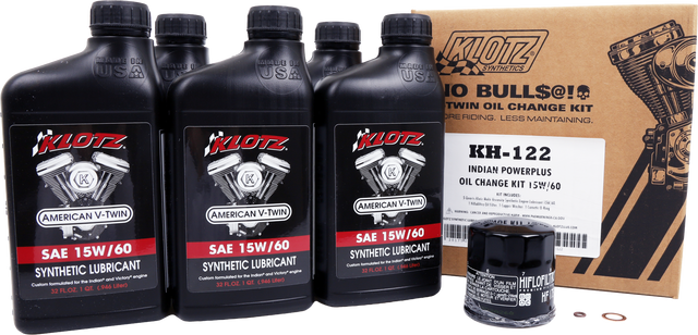 KLOTZ KH-122 Indian Powerplus 5 Quart Synthetic Oil Change Kit for Motorcycle