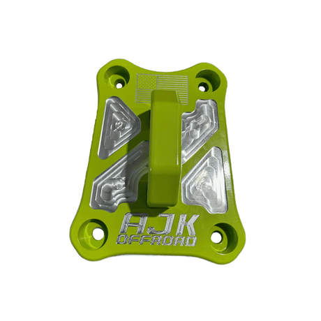 Polaris Pro R / Turbo R Billet Radius Rod Plate / Pull Plate  AJK Offroad Pull Plate in Lifted Lime
