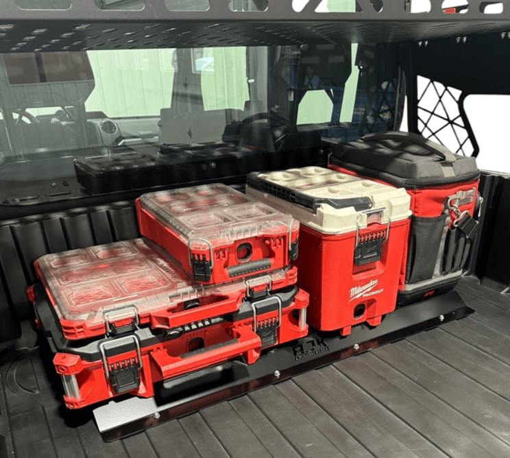 Polaris Ranger 1500XD Front Packout Mount Installed Left Side View with Multiple Kits