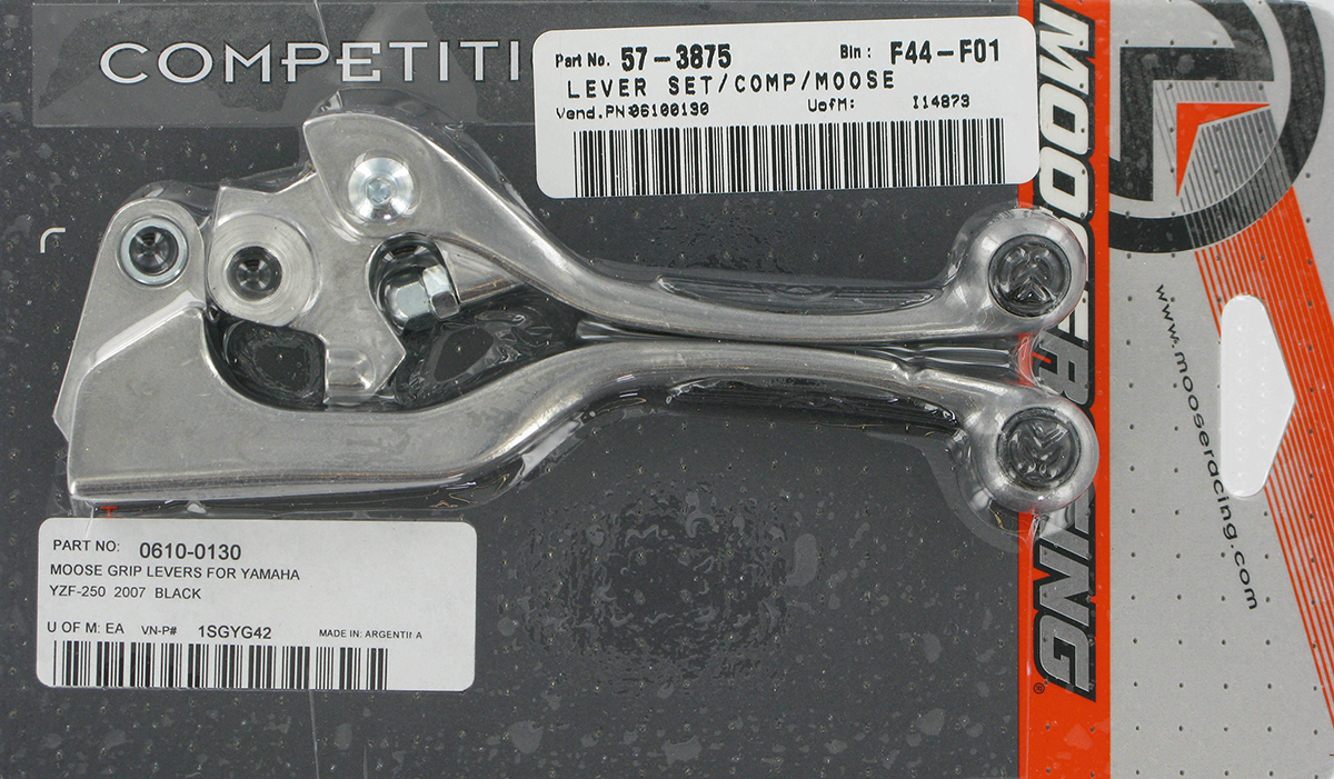 MOOSE OFFROAD Competition Lever Set - Black with Silicone Grips for Motorcycles and ATVs Part Number 1SGYG42