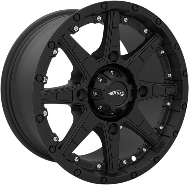 AMS Roll'n 105 Wheel - 14x7 Inch Black Alloy with 4/110 Bolt Pattern for Jeep and Truck Vehicles Part #4749-046AS