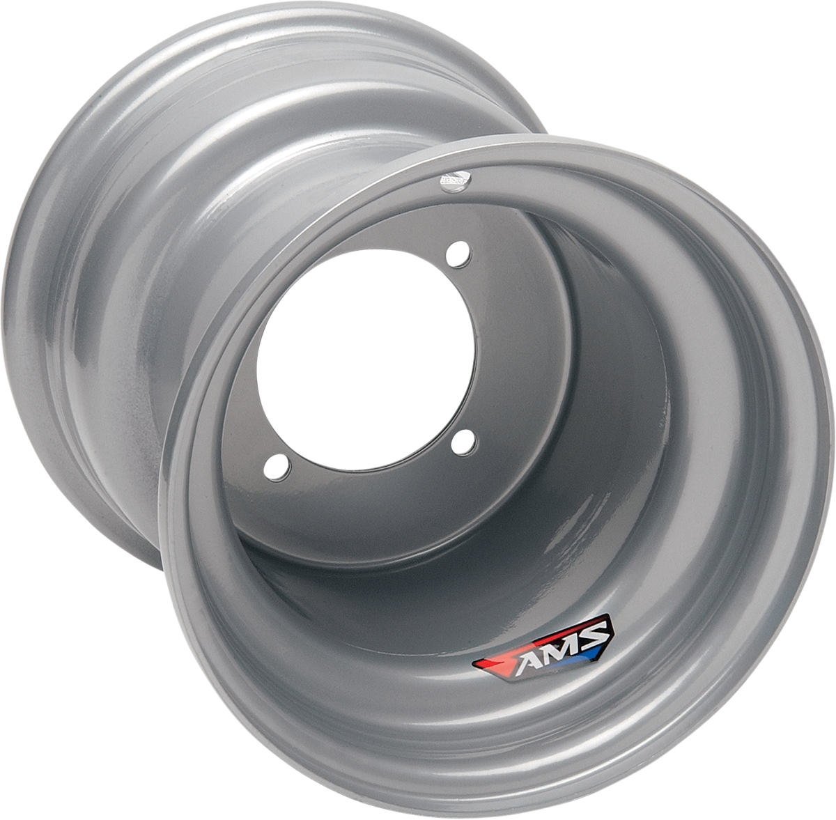 AMS Steel Wheel - Rear - Chrome Finish - 9x9 Inches with 4/110 Bolt Pattern for ATV Applications - Part 9913-697