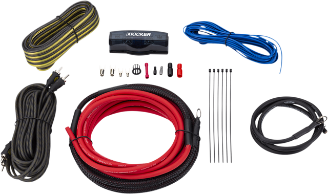 KICKER 47VK8 Amplifier Install Kit with Power, Ground, and Interconnect Cables for Car Audio Systems
