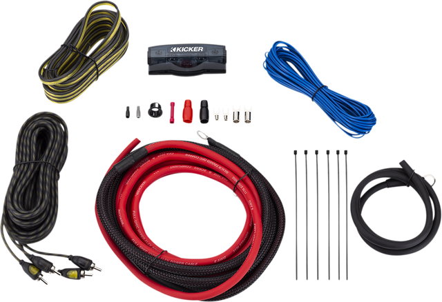 KICKER 47VK6 Amplifier Install Kit with K-Series Speaker and Power Cables for Car Audio Systems