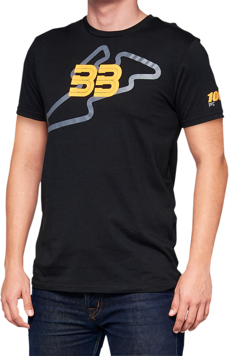 100% BB33 Track T-Shirt in Black, Medium - Designed for Comfort and Style