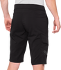 100% Ridecamp Shorts Black with Adjustable Waist and Reflective Tape for US 30 Riders