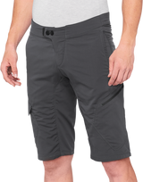 100% Ridecamp Shorts Charcoal US 36 with DWR Polyester Stretch Twill and Reflective Tape