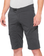 100% Ridecamp Shorts Charcoal US 36 with DWR Polyester Stretch Twill and Reflective Tape