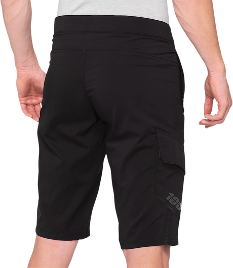 100% Ridecamp Shorts Black with Adjustable Waist for US 28 - Part 40029-00000
