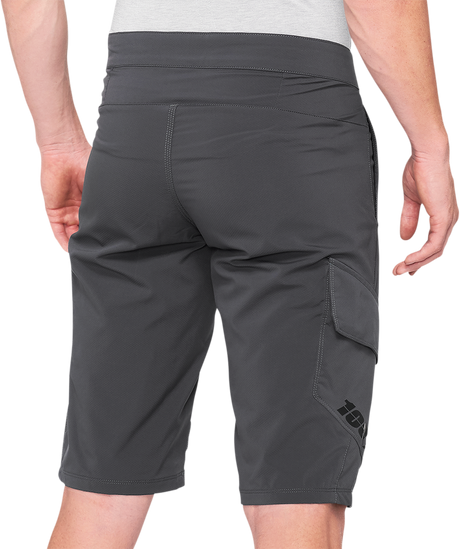100% Ridecamp Shorts Charcoal with Adjustable Waist for US 32 - Part No. 40029-00009