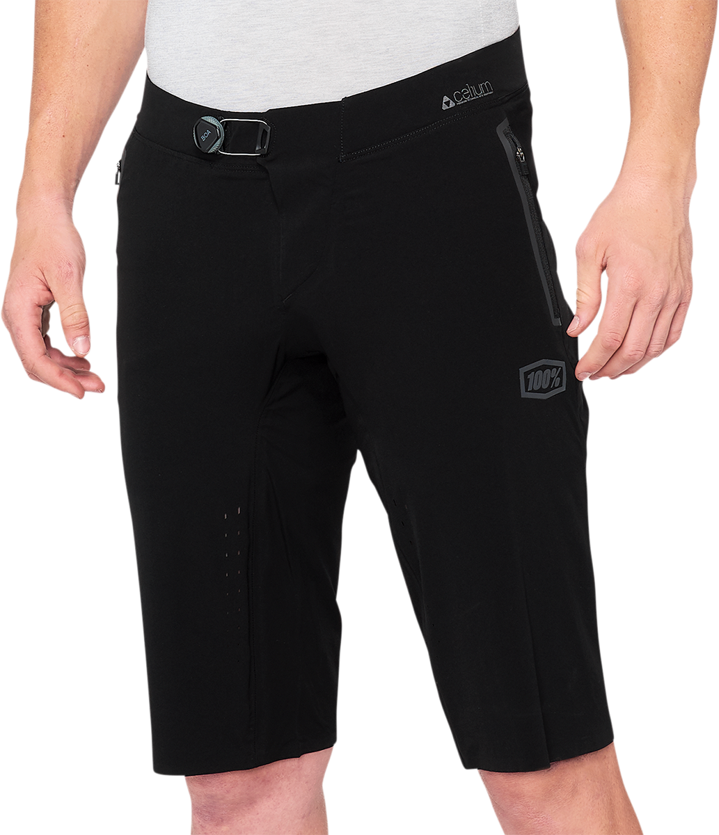 100% Celium Shorts - Black with BOA Fit System, US 28 – Lightweight Nylon/Spandex Racewear