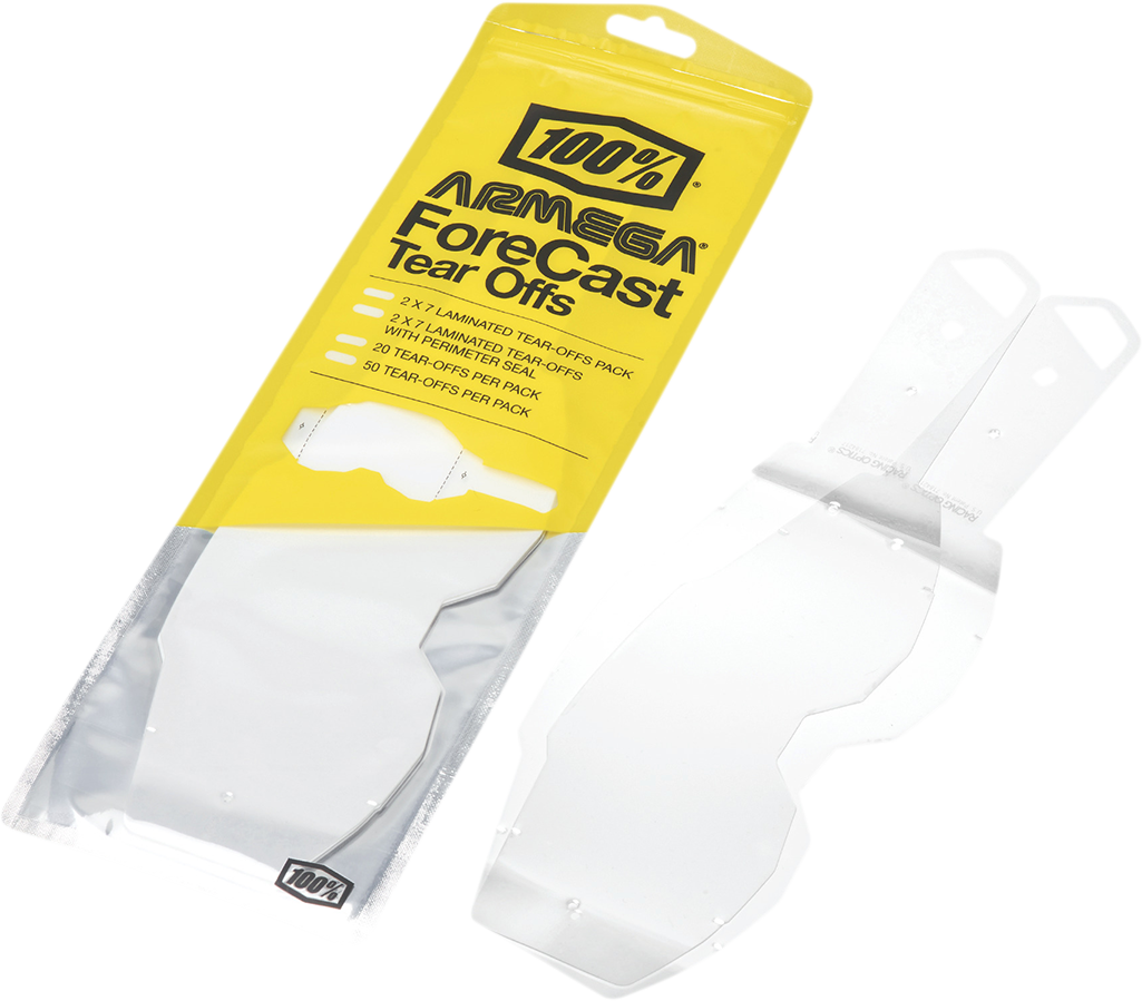 100% Armega Forecast Tear-Offs - Standard 50 Pack for Off-Road and Motocross Goggles