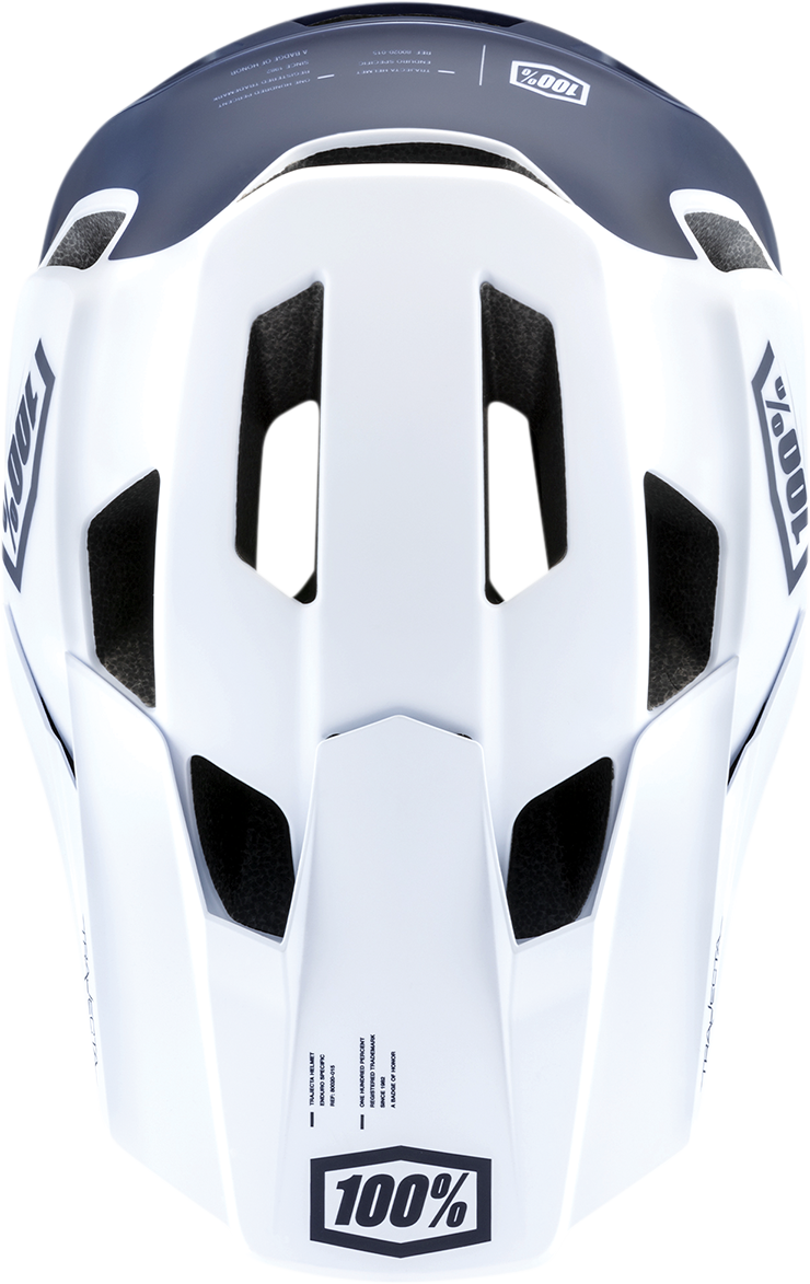 100% Trajecta Helmet with Fidlock - Black/White Large for Enduro & All Mountain Bikes