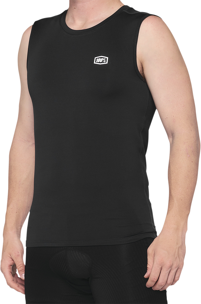 100% Basecamp Sleeveless Base Layer for Men with Charcoal Coffee Infused Yarn – Black, Small