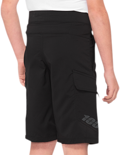 100% Youth Ridecamp Shorts - Black, Part No. 40033-00000, US 22 - Perfect for BMX and MTB Riding