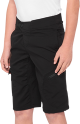 100% Youth Ridecamp Shorts - Black, Part No. 40033-00000, US 22 - Perfect for BMX and MTB Riding