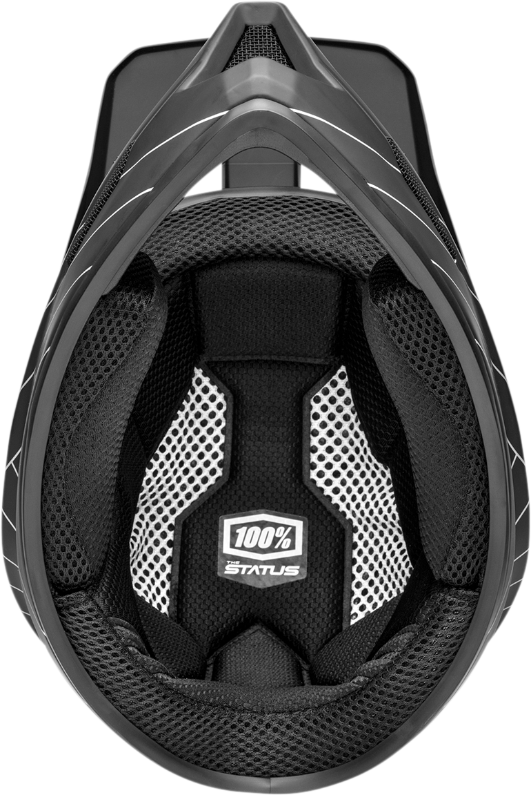 100% Youth Status Helmet - Black Large with Fiberglass Shell and Active Cooling System for Sport Bikes