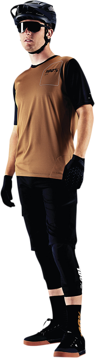 100% Ridecamp Short-Sleeve Jersey for Mountain Biking - Terracotta/Black, Size XL (Part No. 40027-00018)