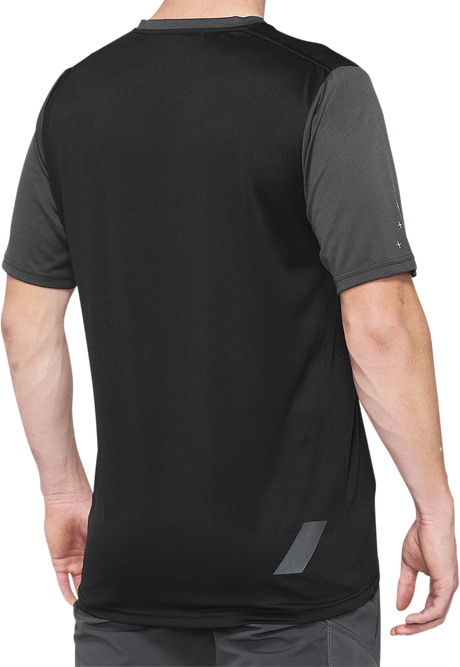 100% Ridecamp Short-Sleeve Jersey - Charcoal/Black, Part No. 40027-00006, for Mountain Biking and Cycling