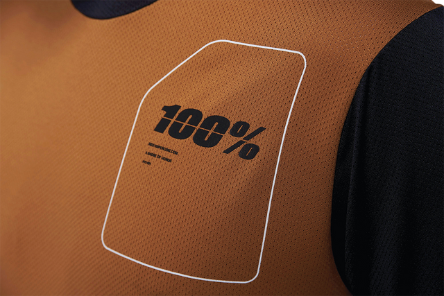 100% Ridecamp Short-Sleeve Jersey - Terracotta/Black - Small | Polyester Mesh Fabric, Full Coverage, Goggle Wipe | Compatible with Mountain and Road Bikes