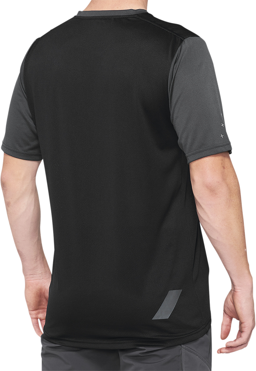 100% Ridecamp Short-Sleeve Jersey - Charcoal/Black - Small | Comfortable Polyester Mesh with Moisture Management | Fits Most Mountain Bikes and Road Bikes