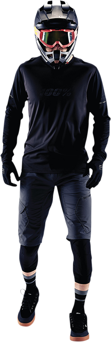 100% Ridecamp Long-Sleeve Jersey - Black/Charcoal - Medium - Fits Bikes with 20-22 inch Frame Size
