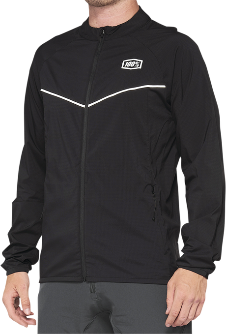100% Corridor Stretch Windbreaker Jacket for Road and Trail - Black, Small, Part Number 40042-00000