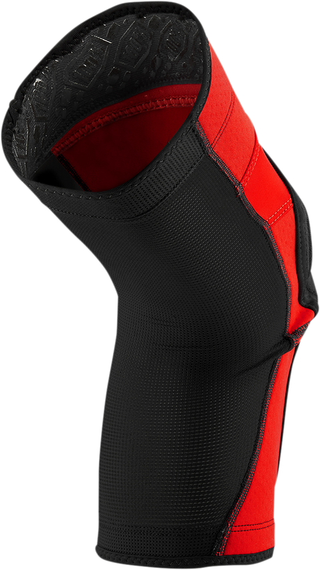 100% Ridecamp Knee Guards - Large, Red/Black - Lightweight Slip-On Design with Breathable Neoprene for Motorcycle and ATV Riders