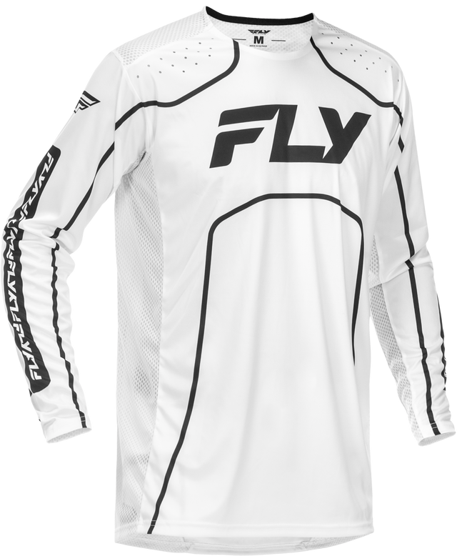Fly Racing Youth Rayce Bicycle Jersey White/Black - Long Sleeve Cycling Jersey for Kids, Fits Most Bikes