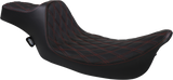 Drag Specialties Seats Extended Reach Predator III Seat for Harley FL '99-'07 with Double Diamond Black and Red Stitching