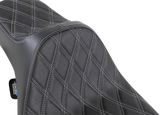Drag Specialties Seats Extended Reach Predator III Seat for Harley FL Models 1999-2007 - Black with Silver Stitching