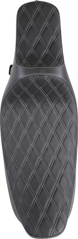 Drag Specialties Seats Extended Reach Predator III Seat for Harley FL Models 1999-2007 - Black with Silver Stitching