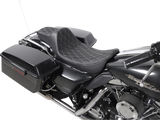 Drag Specialties Seats Extended Reach Predator III Seat for Harley FL Models 1999-2007 - Black with Silver Stitching
