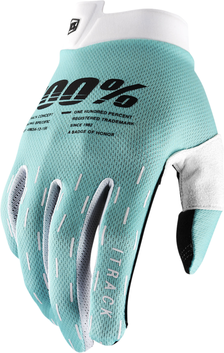 100% iTrack Gloves Aqua XL - Comfortable and Durable Cycling Gloves for Road and Mountain Bikes