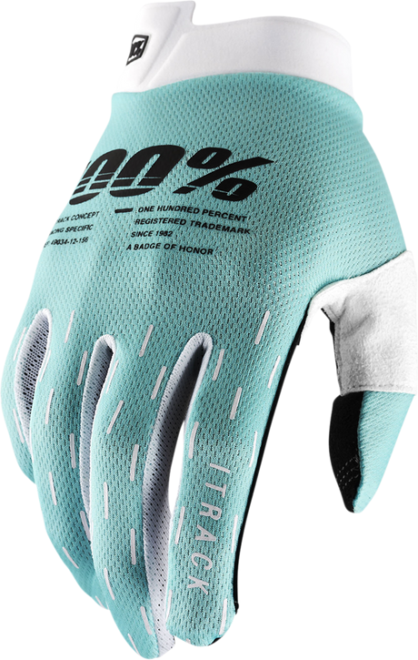 100% iTrack Gloves Aqua XL - Comfortable and Durable Cycling Gloves for Road and Mountain Bikes