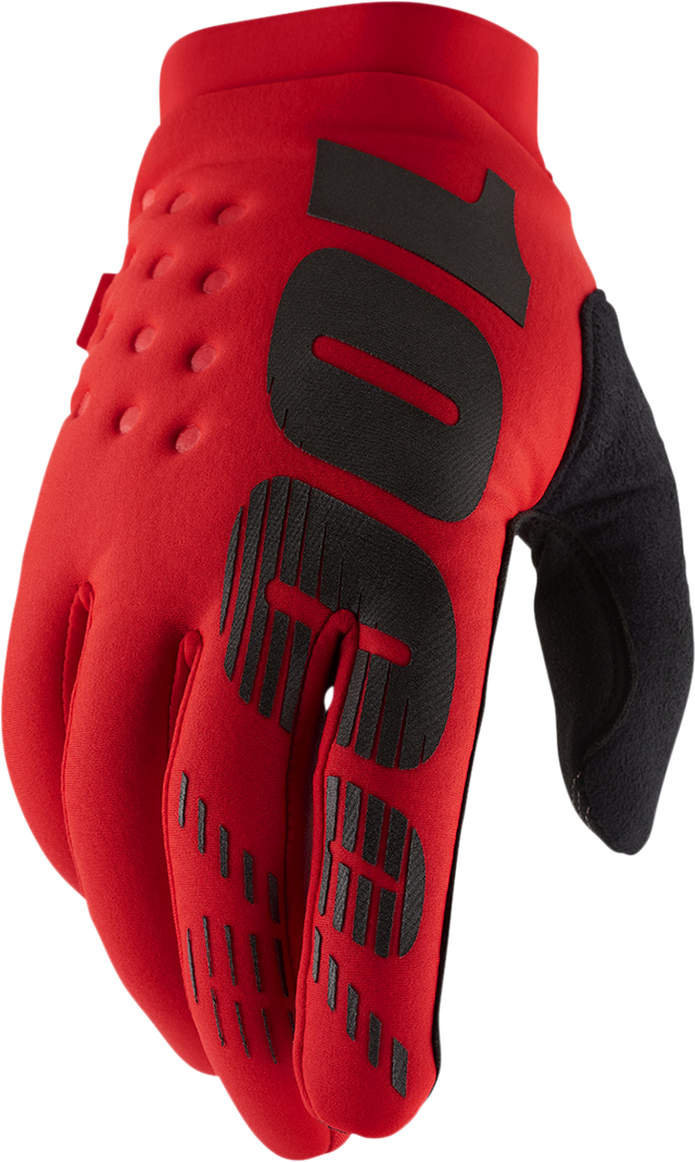 100% Brisker Gloves - Red, Small – Lightweight Soft-Shell Motorcycle Gloves with Silicone Grip and Reflective Details for Enhanced Safety and Comfort