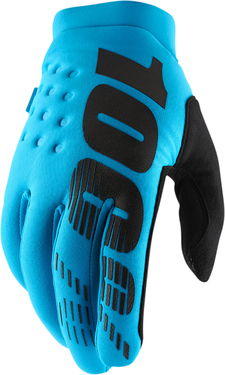 100% Brisker Gloves - Turquoise, Medium with Insulated Soft-Shell Top for Cold Weather - Fits Motorcycles and Snow Vehicles